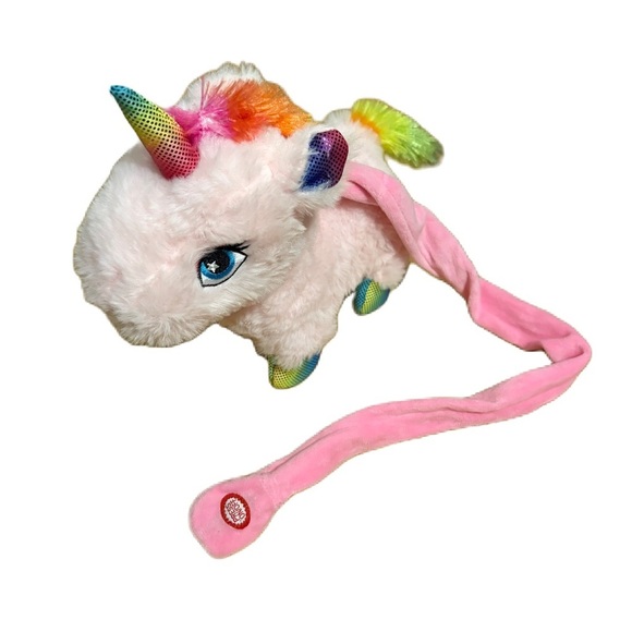 Walking Plush Unicorn Toy with Rainbow Accents Button Activated Leash - Picture 1 of 6